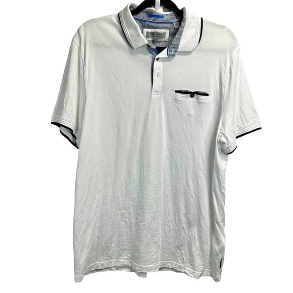 Ted Baker White Tipped Collar Polo Shirt - Picture 4 of 7